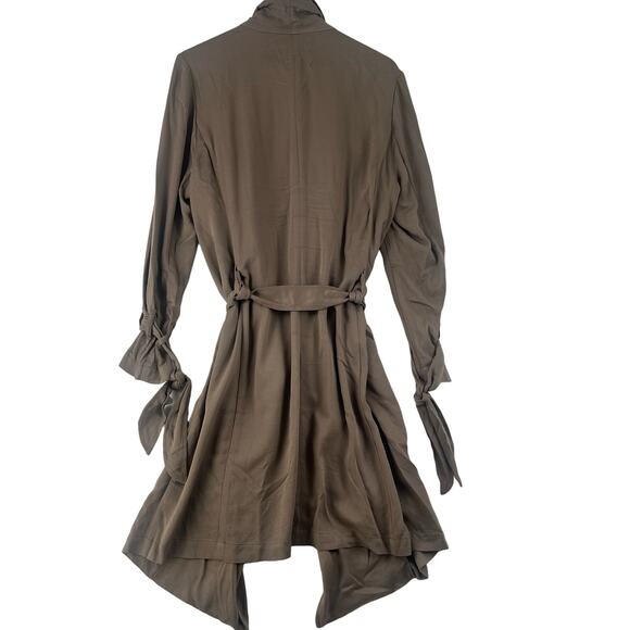 Thread & Supply Womens Wrap Jacket Cotton Brown Belted Waist Long Sleeve Size LG - Picture 2 of 11
